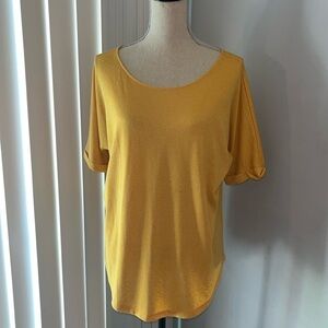 LOFT Women's Short Sleeve Casual Tee Shirt Top Rayon Blend Yellow Size Large